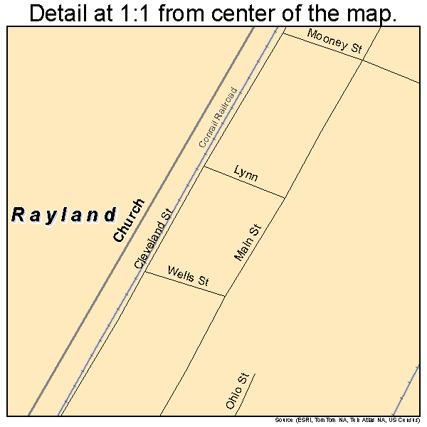 Rayland, Ohio road map detail