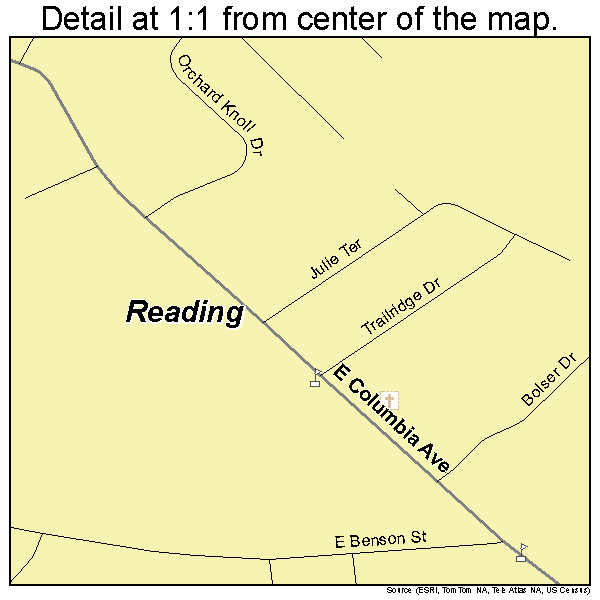 Reading, Ohio road map detail