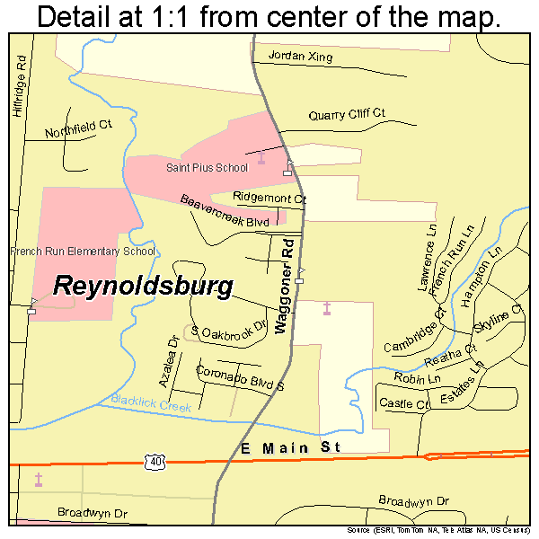 Reynoldsburg, Ohio road map detail