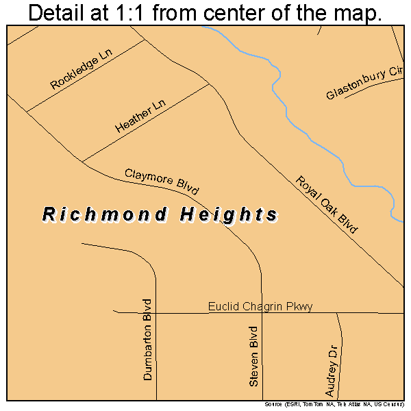 Richmond Heights, Ohio road map detail