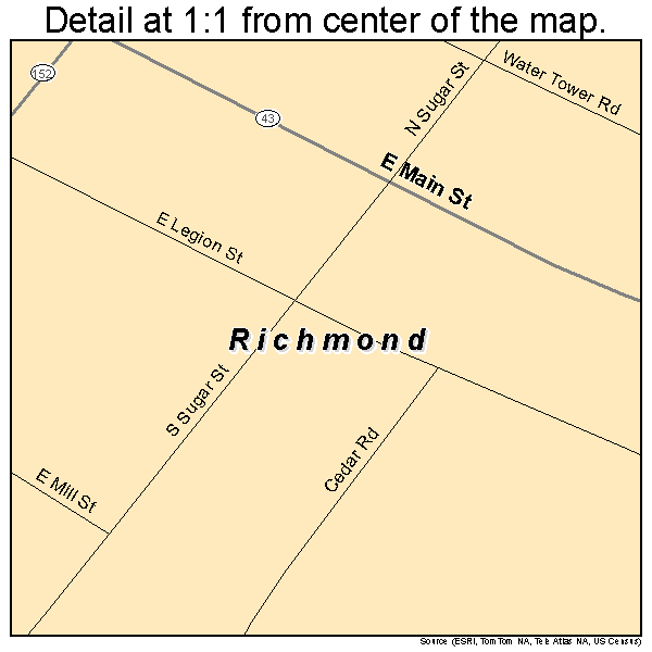 Richmond, Ohio road map detail