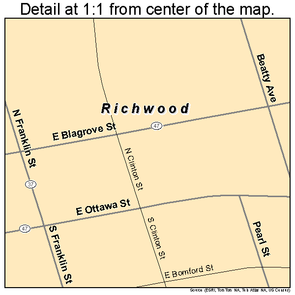 Richwood, Ohio road map detail