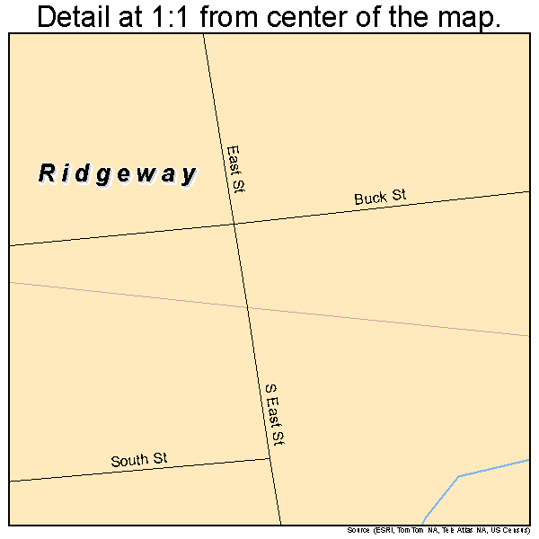 Ridgeway, Ohio road map detail