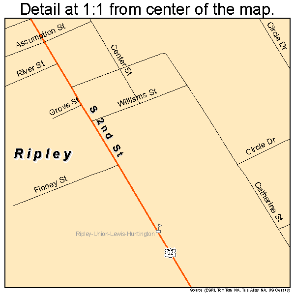 Ripley, Ohio road map detail