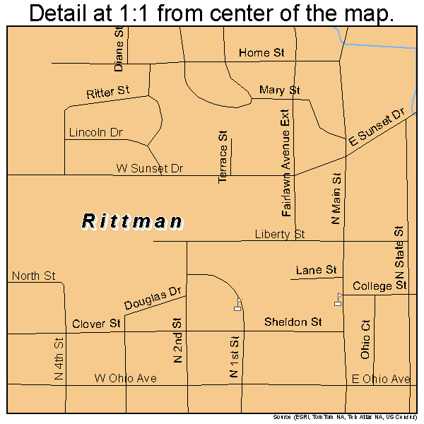 Rittman, Ohio road map detail
