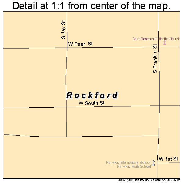 Rockford, Ohio road map detail