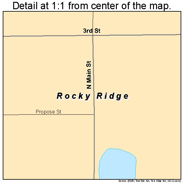 Rocky Ridge, Ohio road map detail