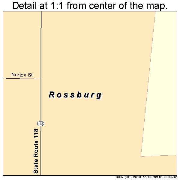 Rossburg, Ohio road map detail