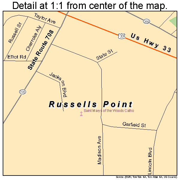 Russells Point, Ohio road map detail