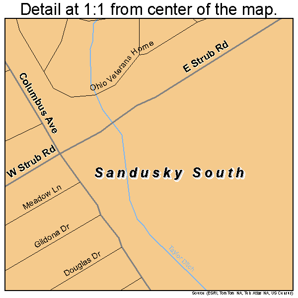 Sandusky South, Ohio road map detail