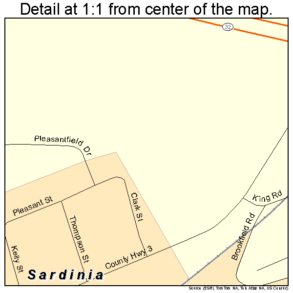 Sardinia, Ohio road map detail