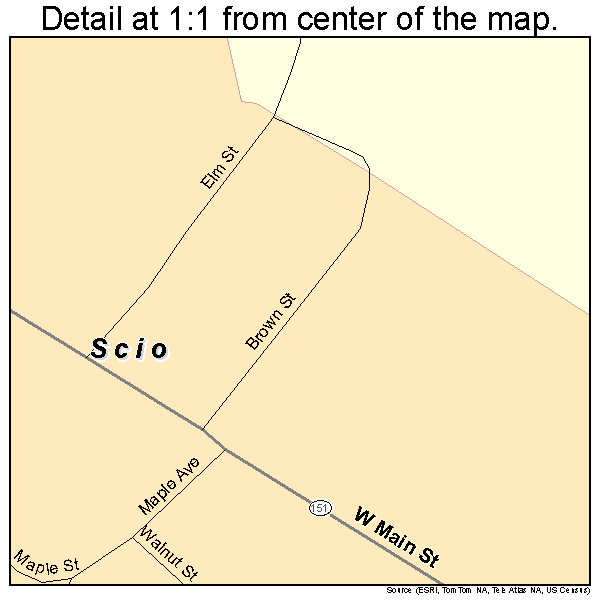 Scio, Ohio road map detail