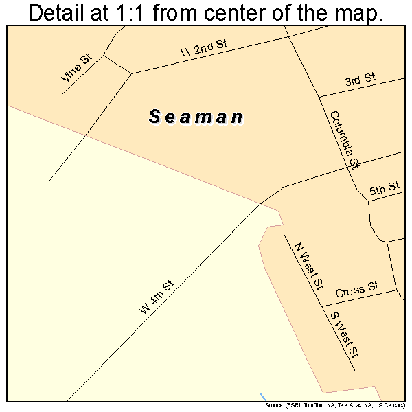 Seaman, Ohio road map detail