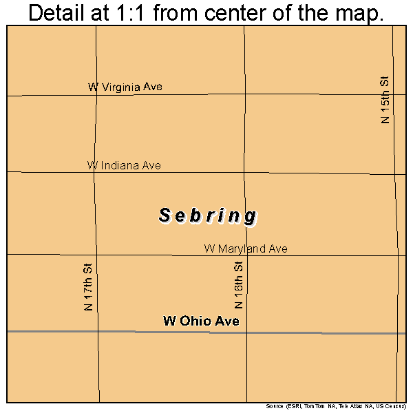 Sebring, Ohio road map detail