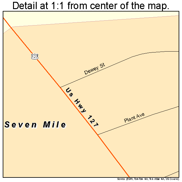Seven Mile, Ohio road map detail