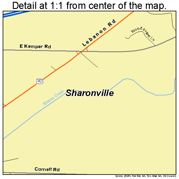 Sharonville, Ohio road map detail