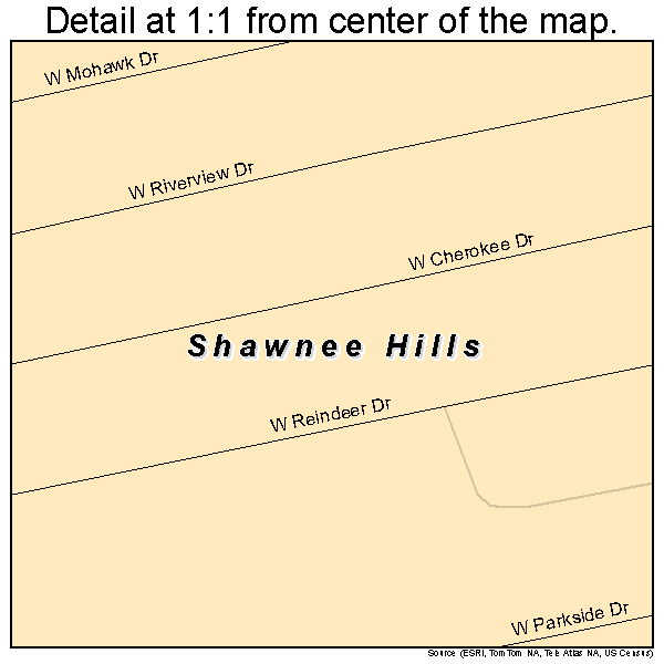 Shawnee Hills, Ohio road map detail