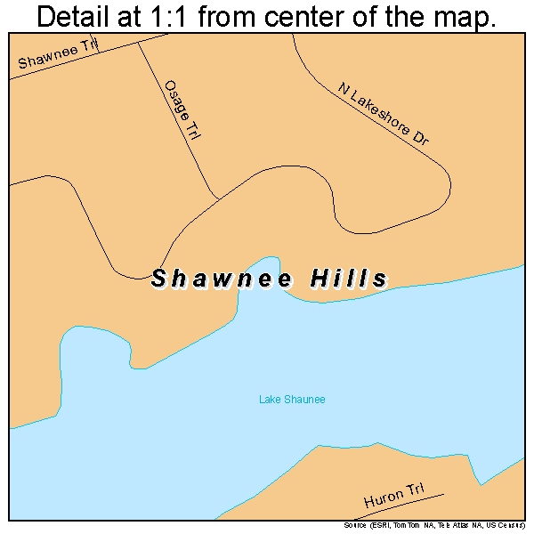 Shawnee Hills, Ohio road map detail