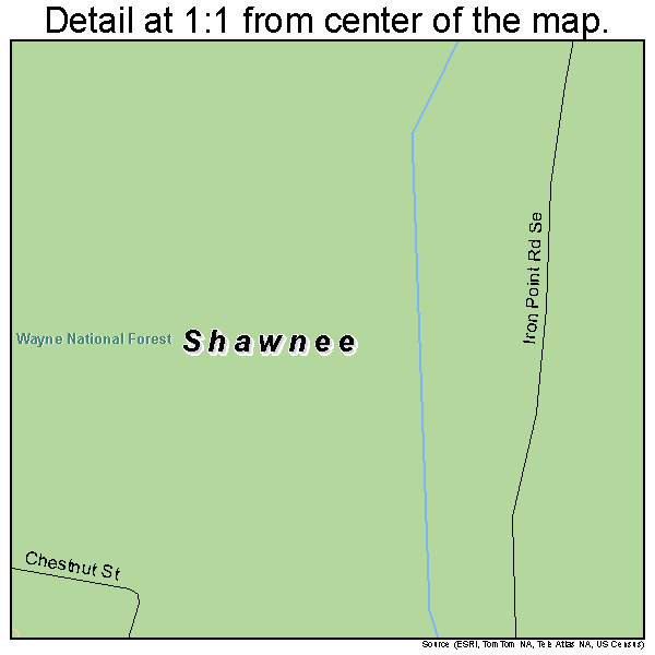 Shawnee, Ohio road map detail