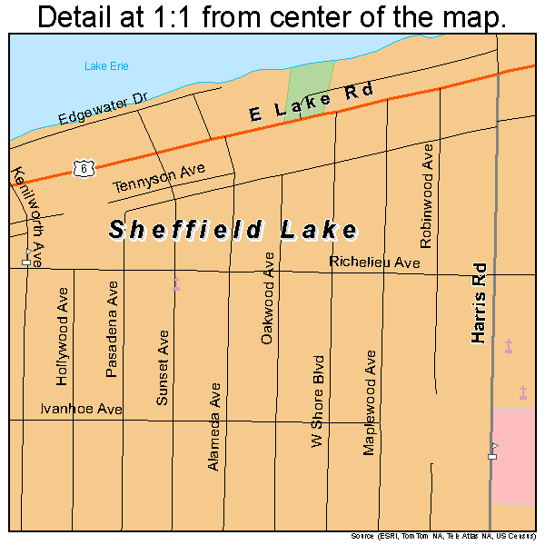 Sheffield Lake, Ohio road map detail
