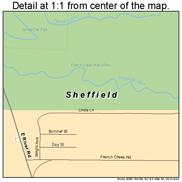 Sheffield, Ohio road map detail