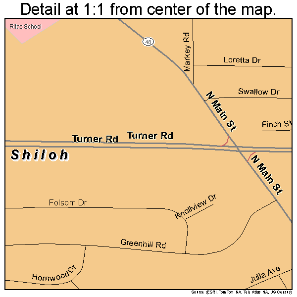 Shiloh, Ohio road map detail