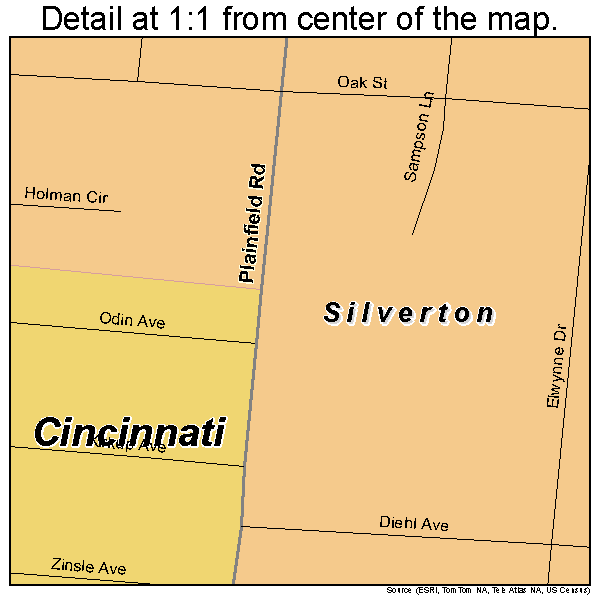 Silverton, Ohio road map detail