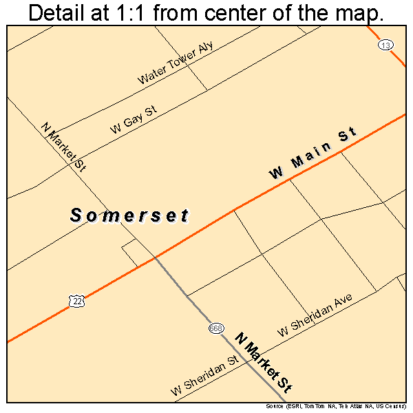 Somerset, Ohio road map detail
