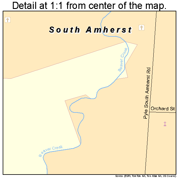 South Amherst, Ohio road map detail