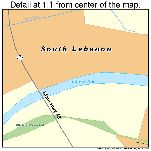 South Lebanon, Ohio road map detail