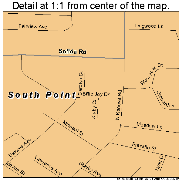 South Point, Ohio road map detail