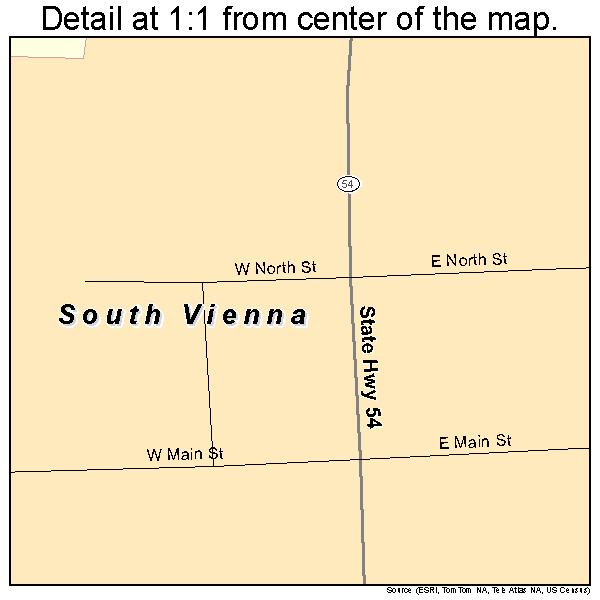 South Vienna, Ohio road map detail