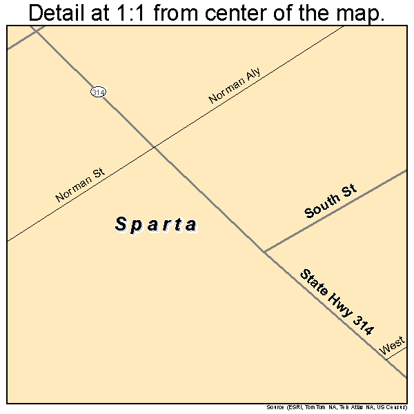 Sparta, Ohio road map detail