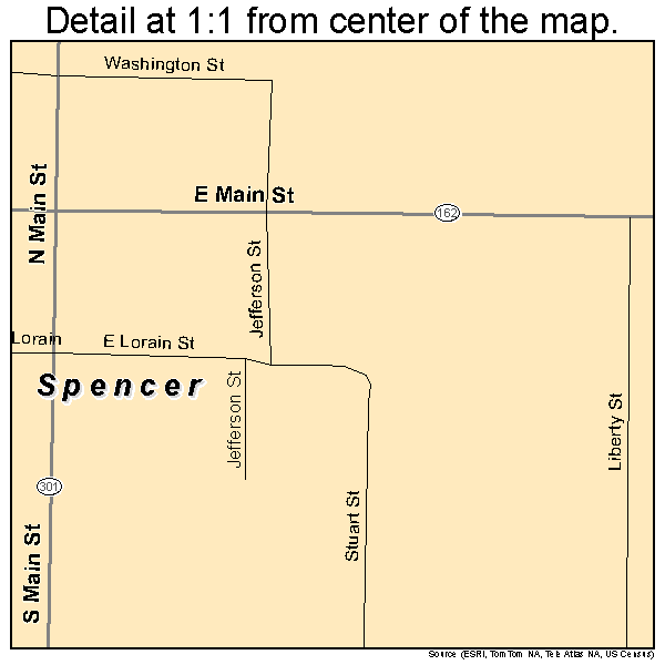 Spencer, Ohio road map detail