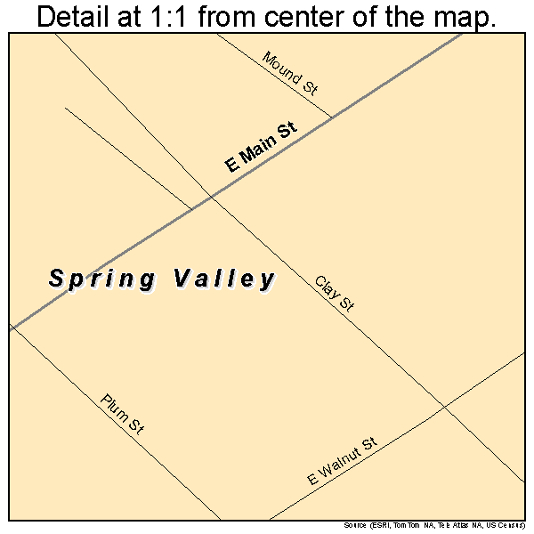 Spring Valley, Ohio road map detail