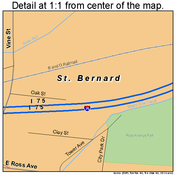 St. Bernard, Ohio road map detail