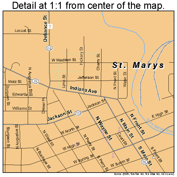 St. Marys, Ohio road map detail