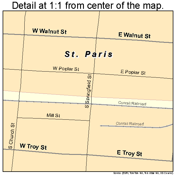 St. Paris, Ohio road map detail