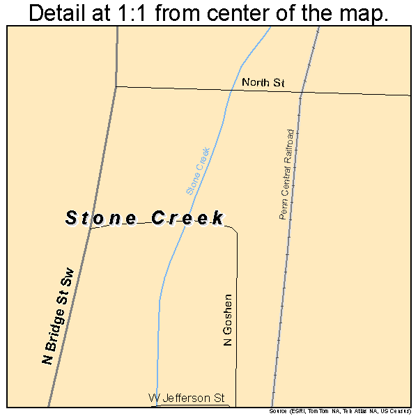 Stone Creek, Ohio road map detail