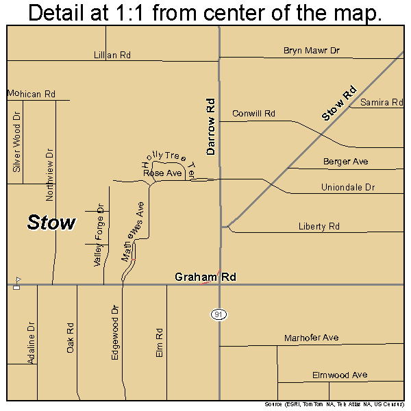 Stow, Ohio road map detail