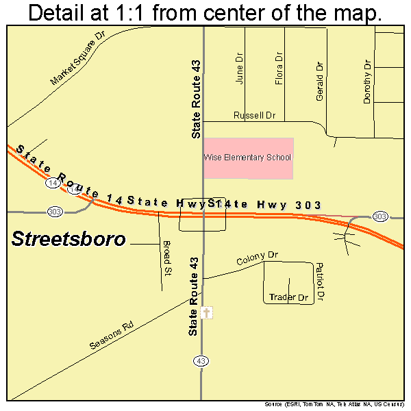 Streetsboro, Ohio road map detail
