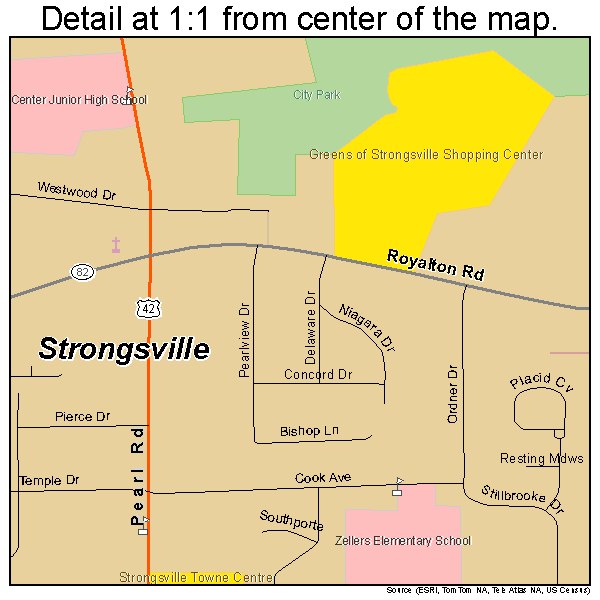 Strongsville, Ohio road map detail