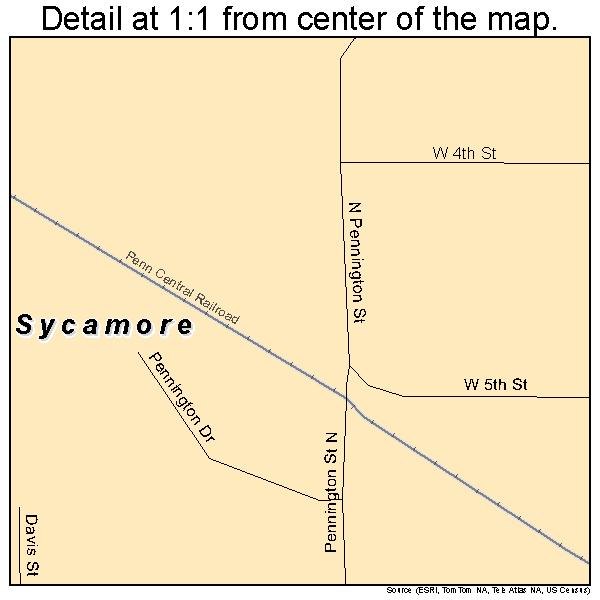 Sycamore, Ohio road map detail