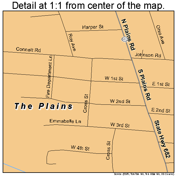 The Plains, Ohio road map detail