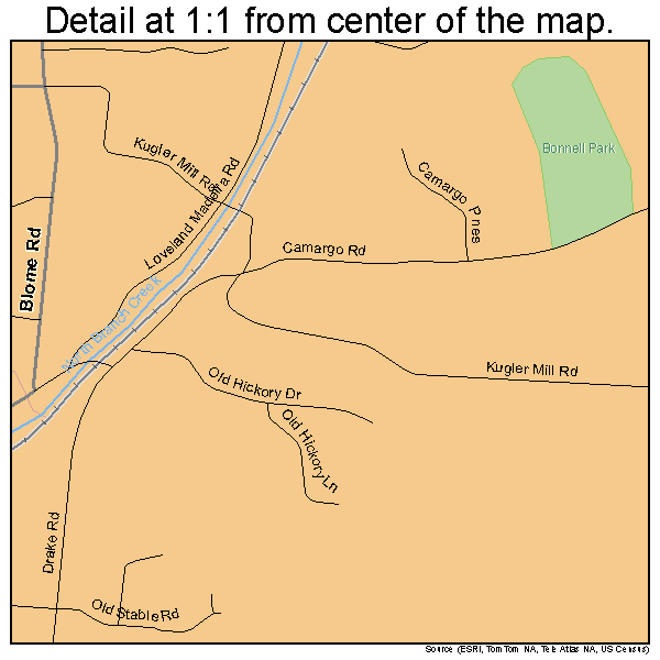 The Village of Indian Hill, Ohio road map detail