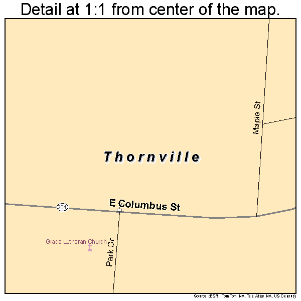 Thornville, Ohio road map detail