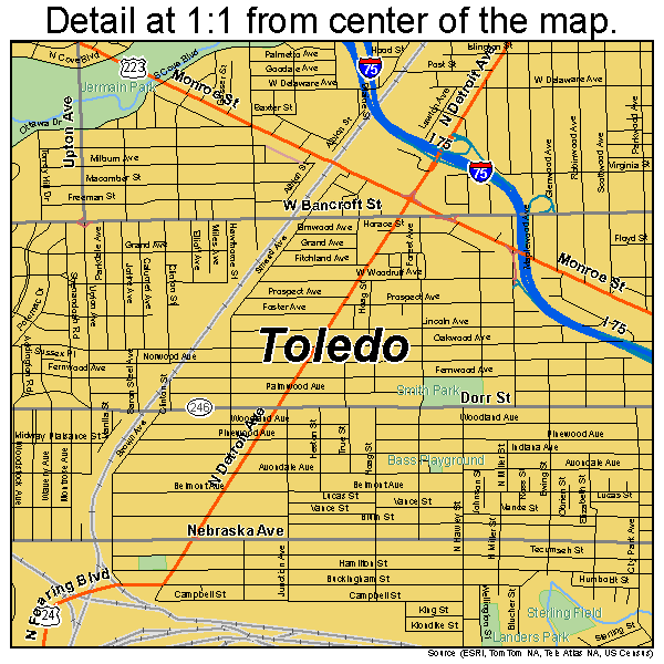 Toledo, Ohio road map detail
