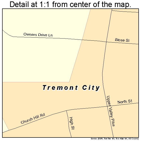 Tremont City, Ohio road map detail
