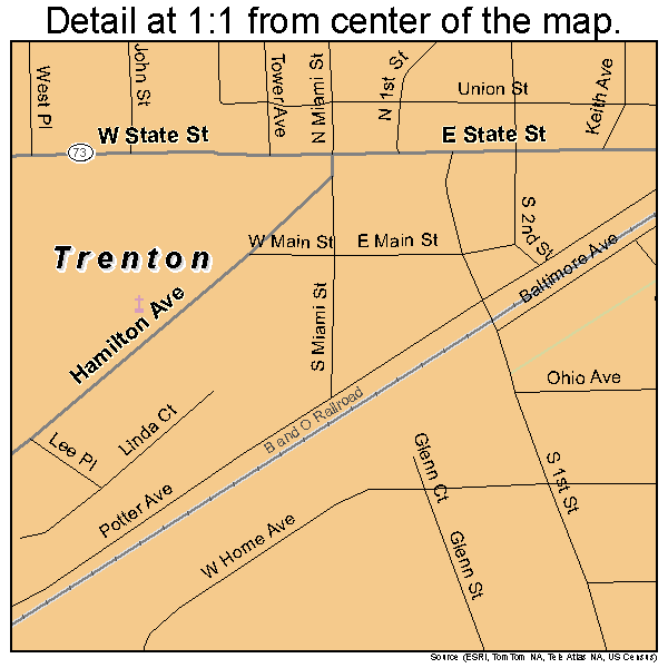Trenton, Ohio road map detail