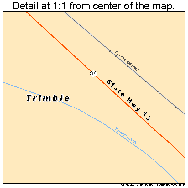 Trimble, Ohio road map detail